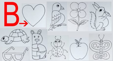 10 Satisfying Drawing Technics with B, Drawing with alphabets #ABCD