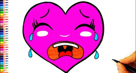 Ağlayan Kalp Çizimi Üzgün Kalp Çizimi – How To Draw The Crying Heart – Sad Heart Emoji
