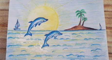 DOLPHIN DRAWING / SUNSET DRAWING / YUNUS ÇİZİMİ / GÜN BATIMI RESMİ