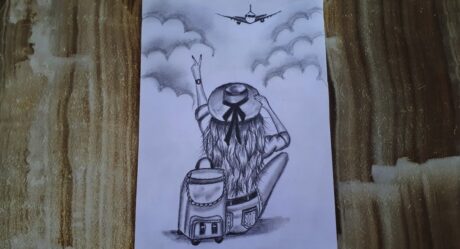 HOW TO DRAW A GIRL WAITING FOR AIRPLANE FLIGHT /GIRL AND A PLANE DRAWING / UÇAK BEKLEYEN KIZ ÇİZİMİ