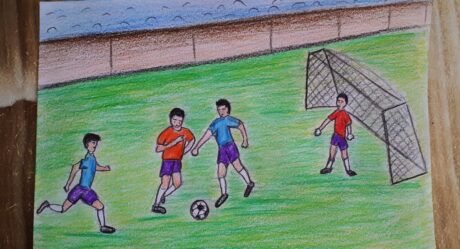 HOW TO DRAW SCENERY OF PLAYING FOOTBALL / FOOTBALL PLAYER DRAWING / FUTBOL RESMİ / FUTBOLCU ÇİZİMİ