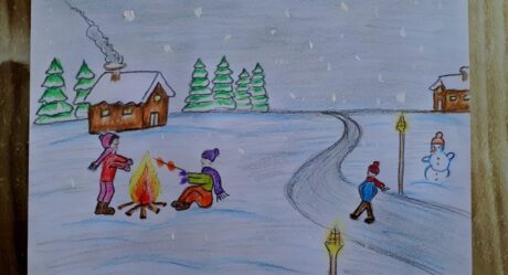 HOW TO DRAW SCENERY OF WINTER SEASON / WINTER DRAWING / KIŞ RESMİ / KIŞ ÇİZİMİ / KIŞ MANZARASI