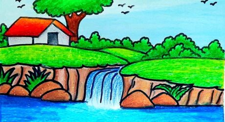 Comment dessiner fontaine cascade paysage fontaine paysage dessin