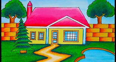 Cómo dibujar una casa de pueblo paso a paso | Dibujo de la naturaleza | Dibujar paisajes de casas faciles