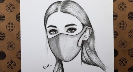 Karakalem Maskeli Güzel Bir Kadın Resmi Kolay Yoldan Adım Adım Nasıl Çizilir, Easy Girl Drawing