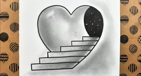 Kolay Çizimler Merdivenli Kalp Çizimi – Easy Drawings Drawing Heart with Ladder