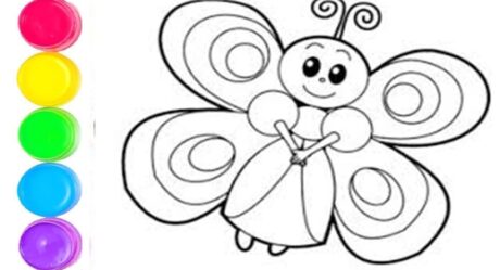 Rainbow Coloring and Drawing Butterfly For Toddlers, Kids