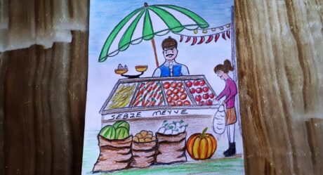 YERLİ MALI HAFTASI RESMİ / MANAV ÇİZİMİ / FRUIT AND VEGETABLES SELLER DRAWING /GREENGROCER DRAWING