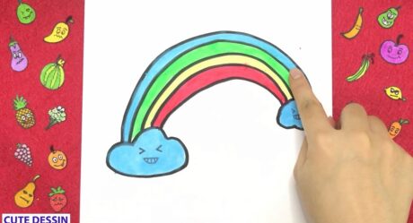 Comment dessiner et colorier un arc en ciel mignon FACILEMENT étape par étape 1 – Dessin arc en ciel