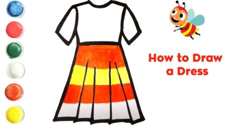 Dibujo fácil para niños | Cómo dibujar y pintar un vestido