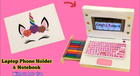 How to make Toy Laptop Phone Holder With paper/For online class/DIY Stationery Organizer/Paper Craft