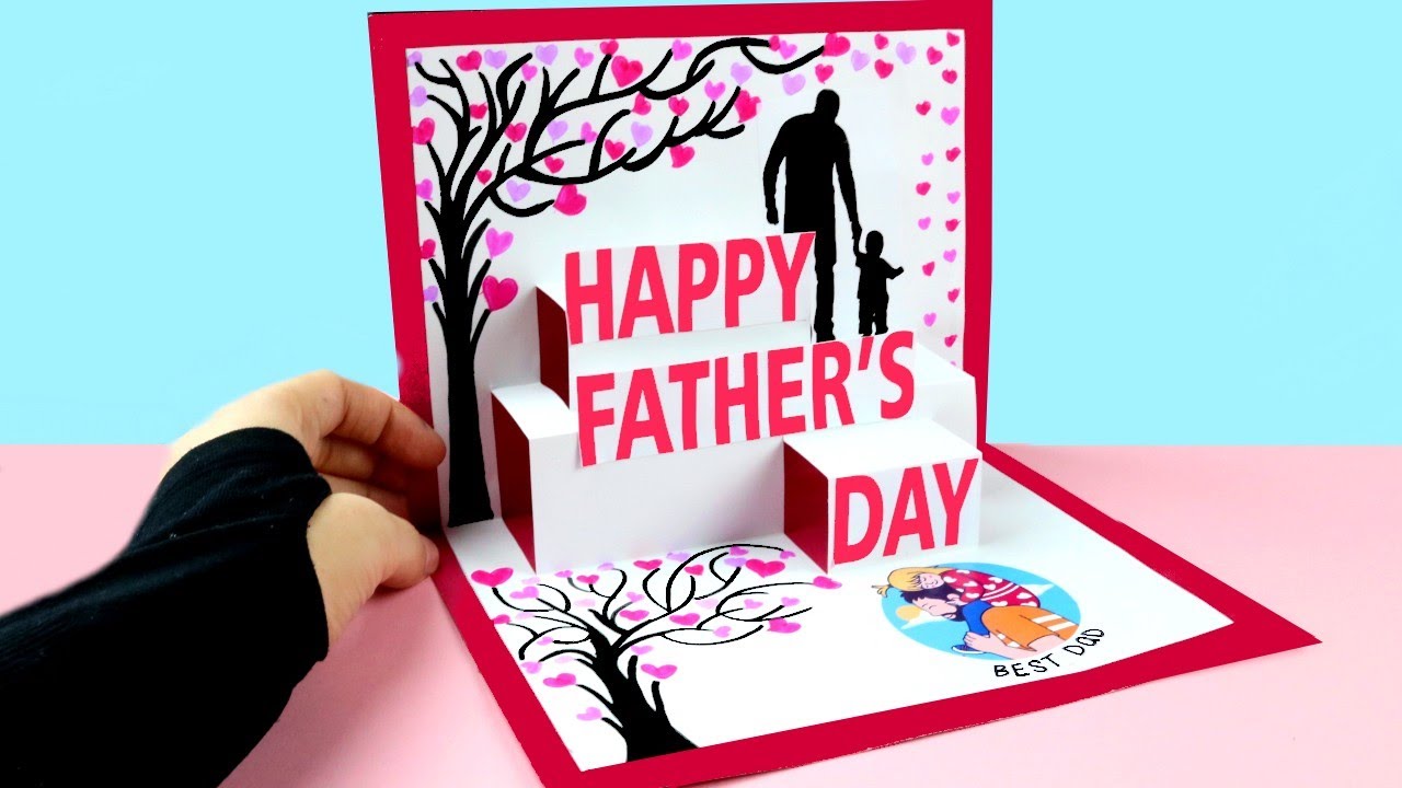 Beautiful father’s day PoP Up Card with Drawing| DIY father’s day POP-UP card |father’s day card