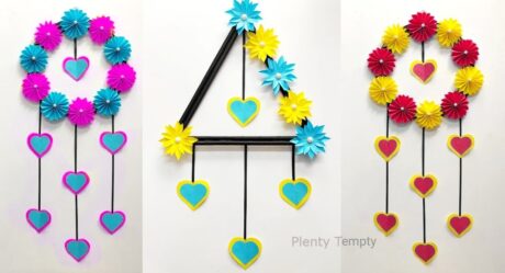 2 Quick and Easy Wall Hanging Craft Ideas / Easy Paper Wall Hangings / Flower And Heart Wall Hanging