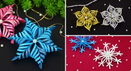 3 DIY Snowflake Making Ideas For Christmas & New Year Decorations | 3D Glitter Foam Snowflake