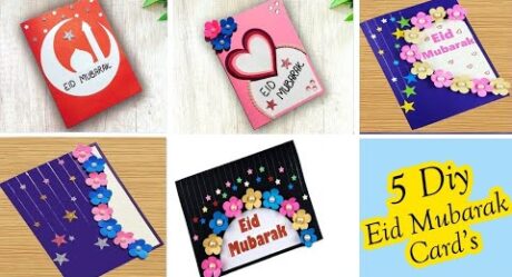 5 Eid Mubarak Card // Handmade easy card Tutorial//Beautiful Eid Card Making