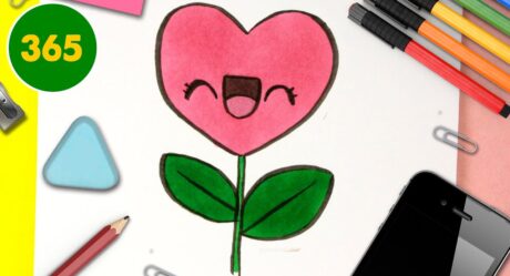 COMMENT DESSINER FLEURS COEUR KAWAII ÉTAPE PAR ÉTAPE – Dessins kawaii facile