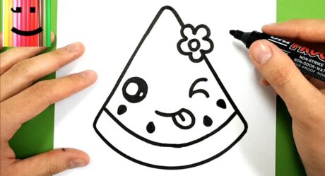 COMMENT DESSINER UN MORCEAU DE PASTÈQUE KAWAII – TUTO DESSIN