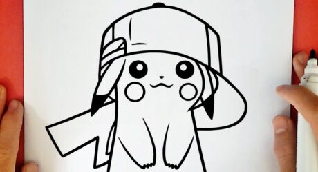 HOW TO DRAW PIKACHU WITH ASH’S CAP