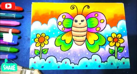 Cara Menggambar mewarnai Kupu-Kupu mudah untuk anak TK, coloring butterfly