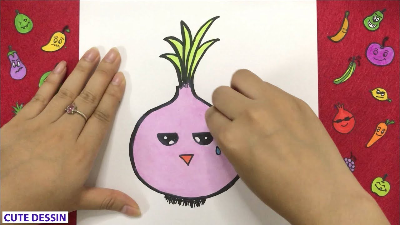 Comment dessiner et colorier un Purple Onion mignon FACILEMENT étape par étape – Dessin Purple Onion