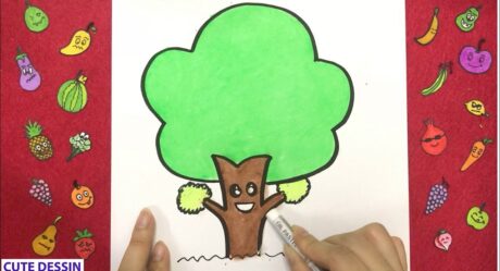 Comment dessiner et colorier un arbres mignon FACILEMENT étape par étape – Dessin arbres