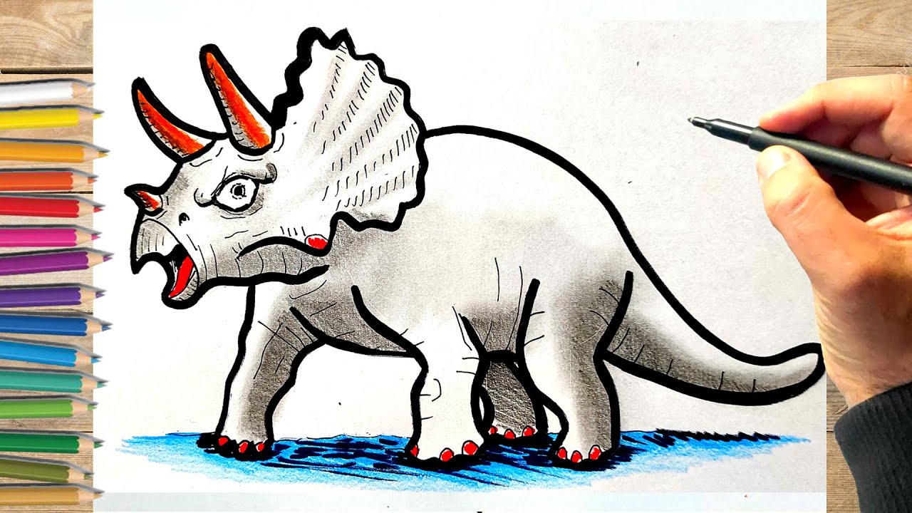 Comment dessiner un dinosaure triceratops dessin facile
