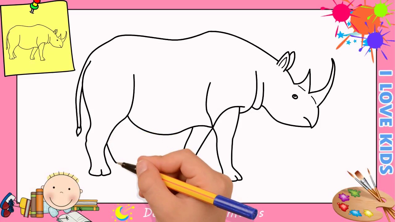Comment dessiner un rhinocéros FACILEMENT etape par etape pour ENFANTS 3