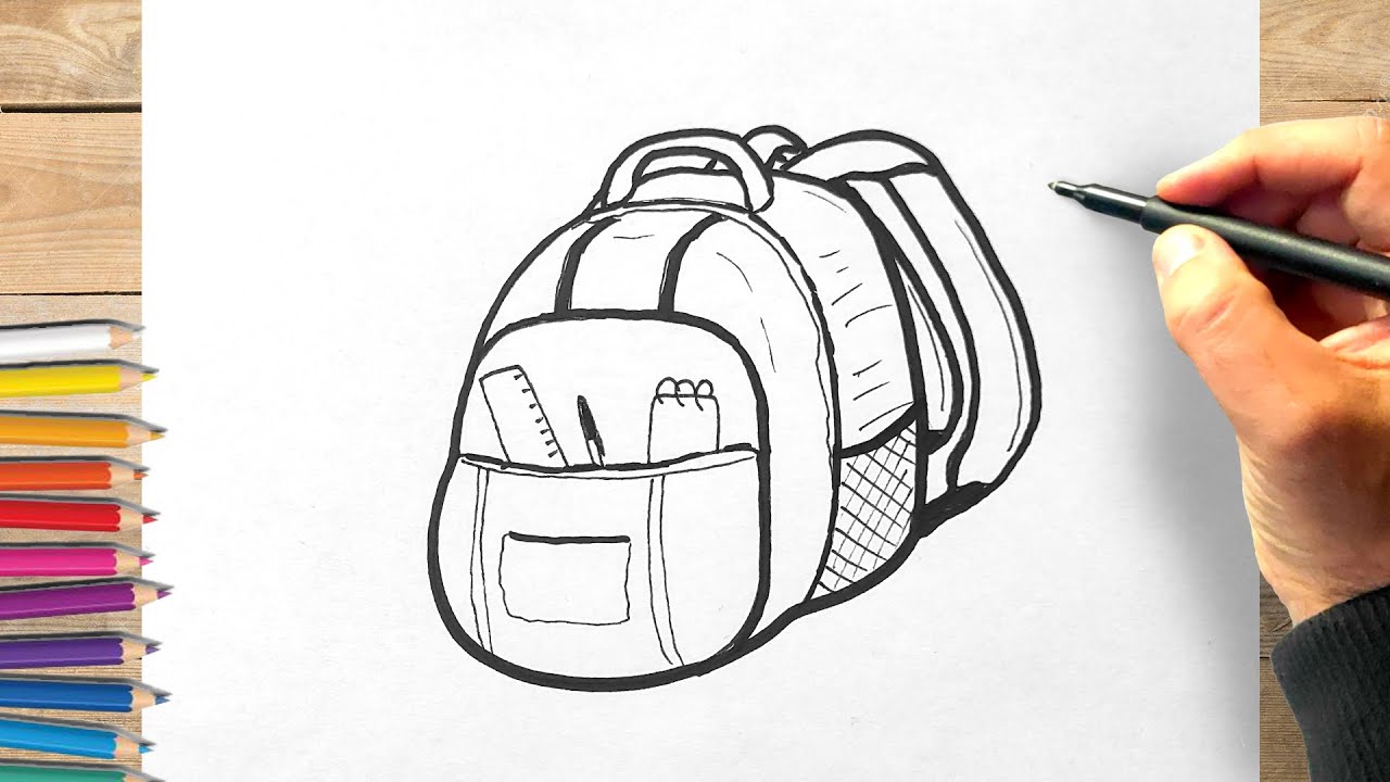 Comment dessiner un sac à dos facile, dessin sac à dos facile