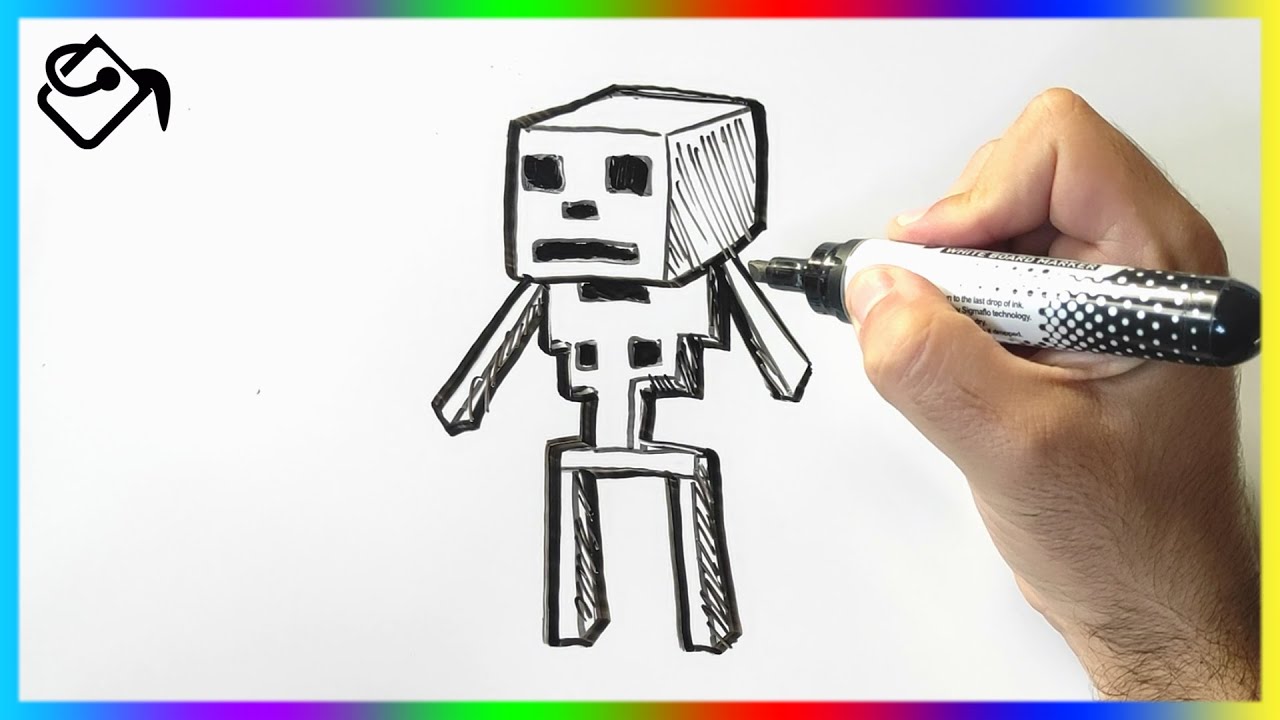 Comment dessiner un squelette MINECRAFT dessin HALLOWEEN facile a faire