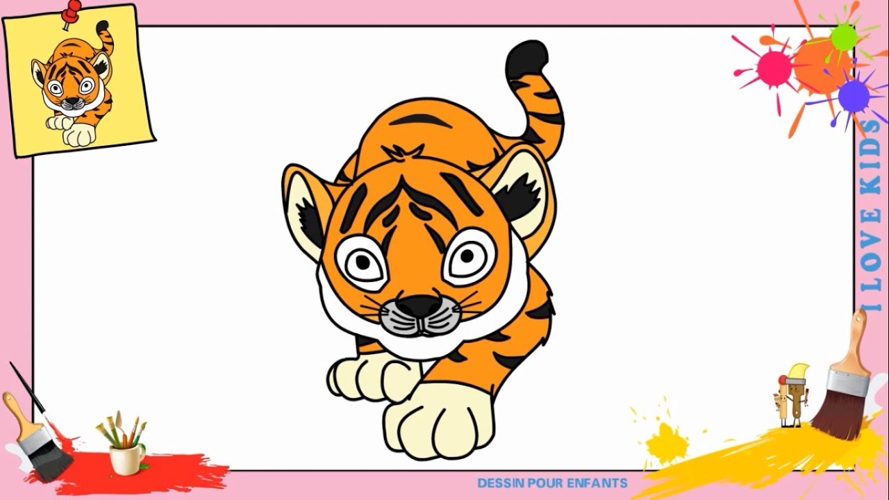 Comment dessiner un tigre FACILEMENT etape par etape - Dessin tigre FACILE