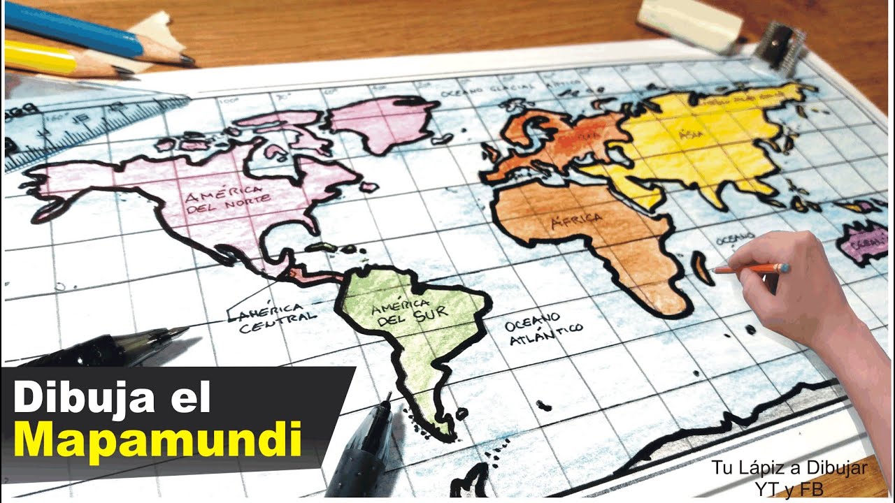 Cómo Dibujar El Mapamundi Con Sus Nombres Aprende Dibujo How To Draw World Map Mapa Mundi 6462