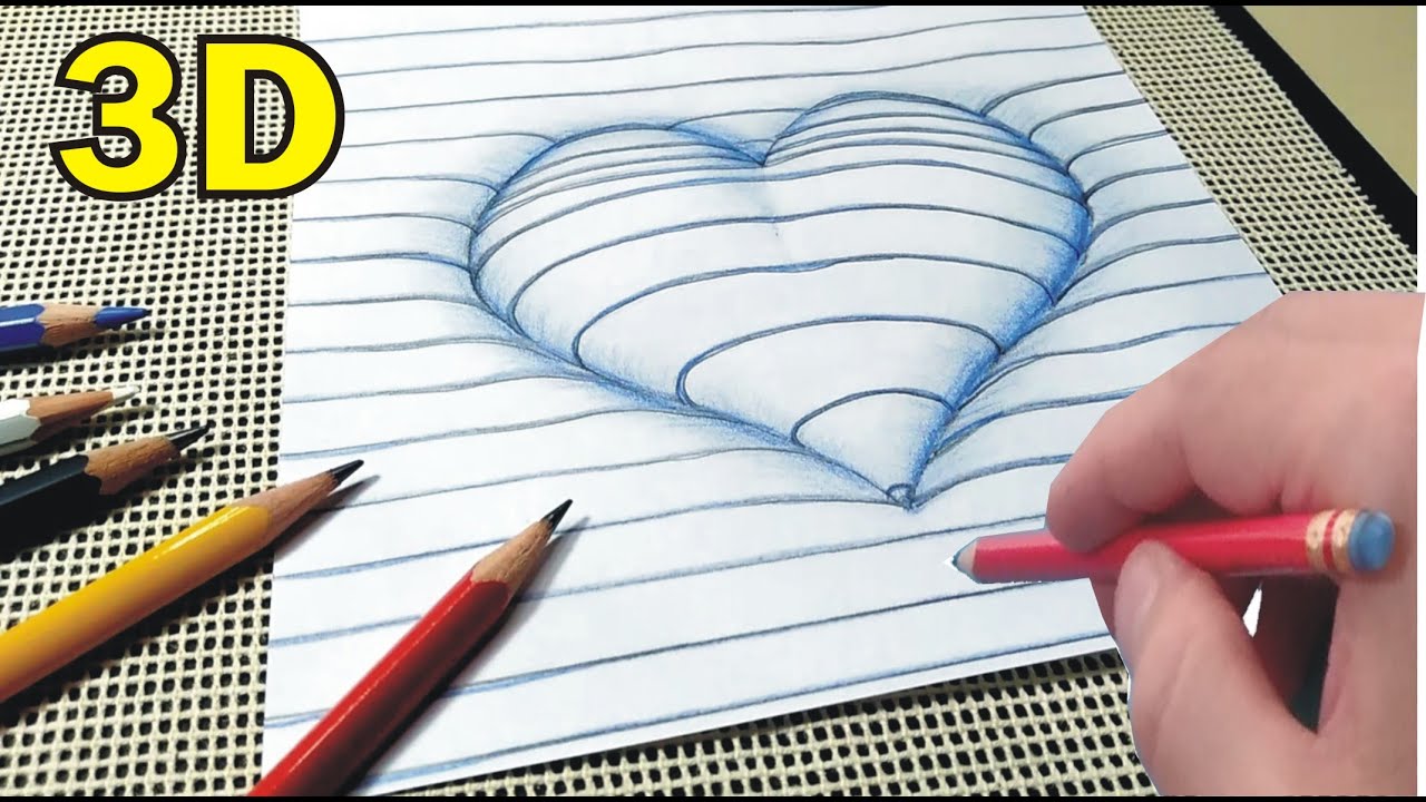 Cómo DIBUJAR Un CORAZON 3D Paso A Paso Fácil A Lápiz DRAW 3D HEART