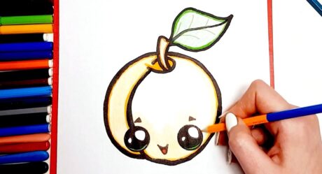 Cómo Dibujar Albaricoque kawaii faciles paso a paso