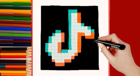 How to draw Logo Tik Tok Pixel Art
