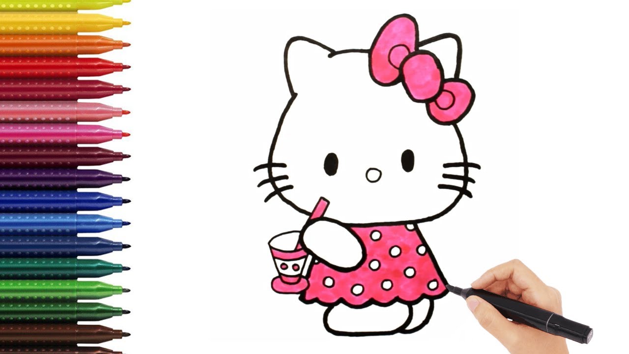 Como dibujar a HELLO KITTY paso a paso | Dibujos Fáciles Para Niños | Colores brillantes