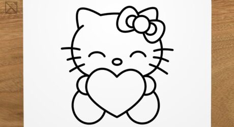 How to draw HELLO KITTY step by step, easy and fast