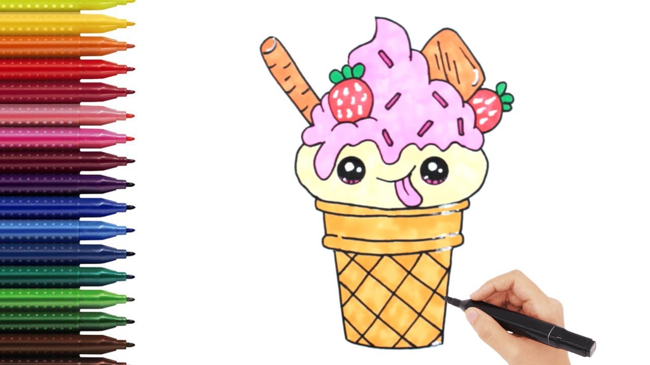 Como Dibujar Un Helado Kawaii Paso A Paso Dibujos Fáciles Para Niños Colores Brillantes