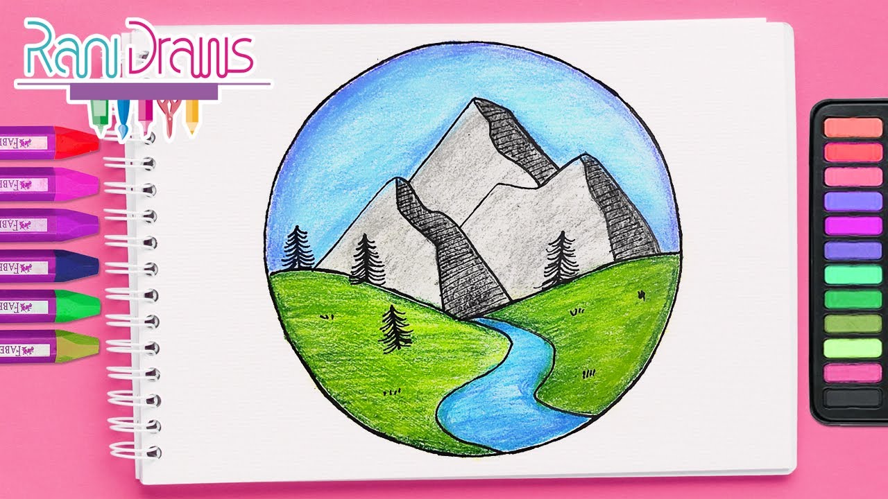 Cómo Dibujar Un PAISAJE DE MONTAÑAS CON LÁPICES DE COLORES - Ideas Para ...