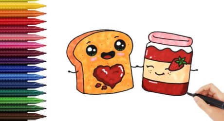 How to draw a KAWAII SANDWICH step by step | Easy Drawings For Children | bright colors