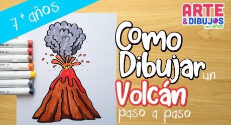 How to draw a VOLCANO for children