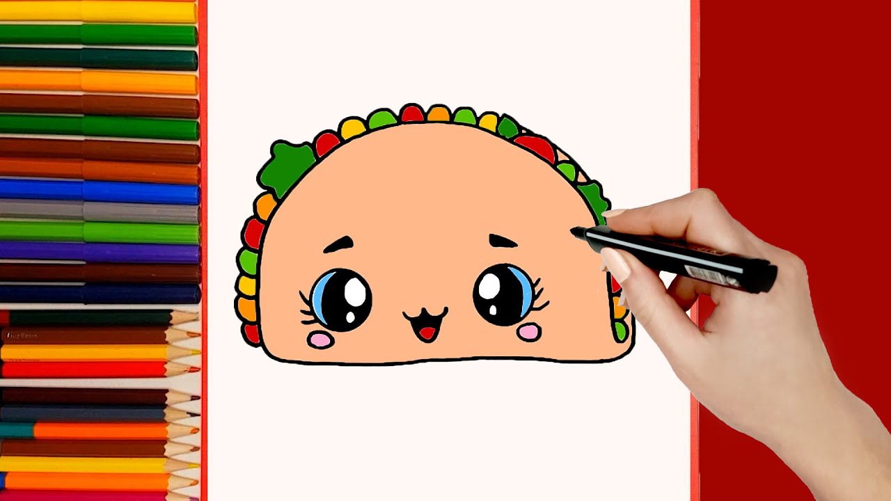 Como Dibujar Un Taco Kawaii Paso A Paso. How To Draw A Kawaii Taco