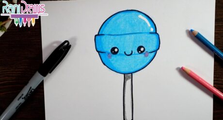 How to draw a KAWAII CANDY LOLLIPOP – Step by step