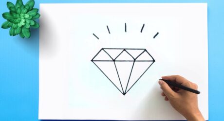 DESSIN AU DIAMANT || Comment dessiner un diamant étape par étape facile | Dessiner un diamant en 1 minute