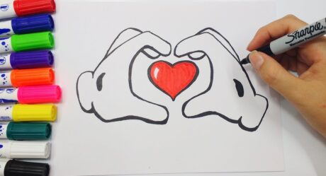 DIBUJANDO Y COLORING HANDS WITH HEART/drawing and coloring hands with heart for kids/Yaye