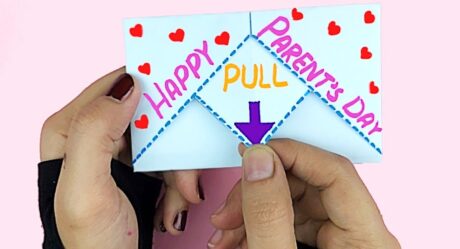 DIY-SURPRISE MESSAGE CARD FOR Parent's Day ||Pull Tab Origami Envelope Card ||Parent's Day Card idea