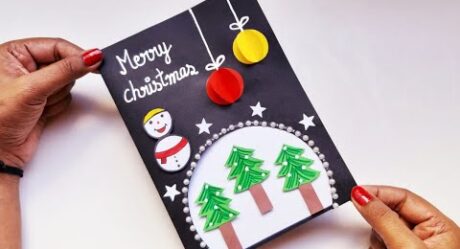 DIY|Beautiful Handmade Christmas Greeting Card|Christmas Tree Card|Snowman Christmas Special idea