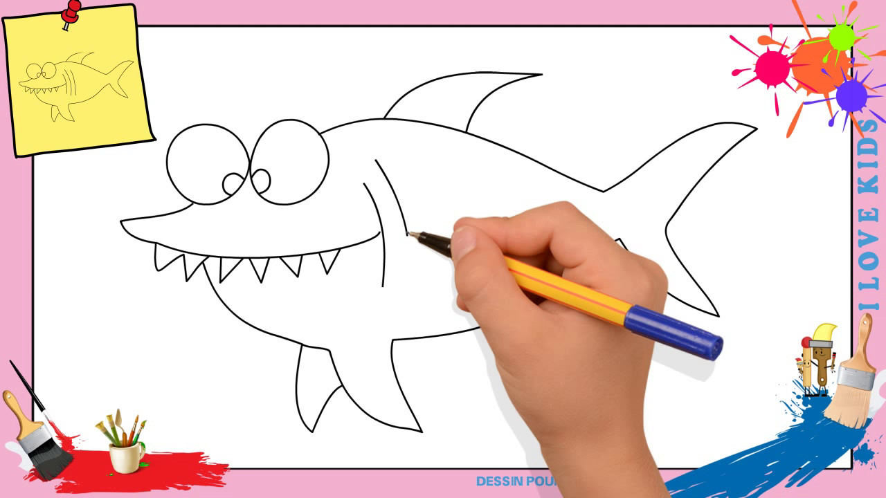Dessin requin - Comment dessiner un requin FACILEMENT pour ENFANTS