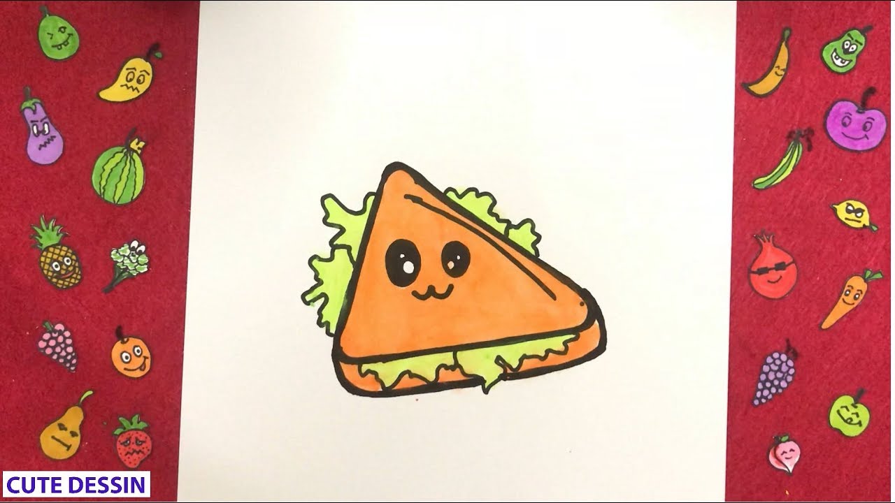 Dessin sandwich – 3 étape dessiner et colorier un objet mignon FACILEMENT avec de la Crayons cire