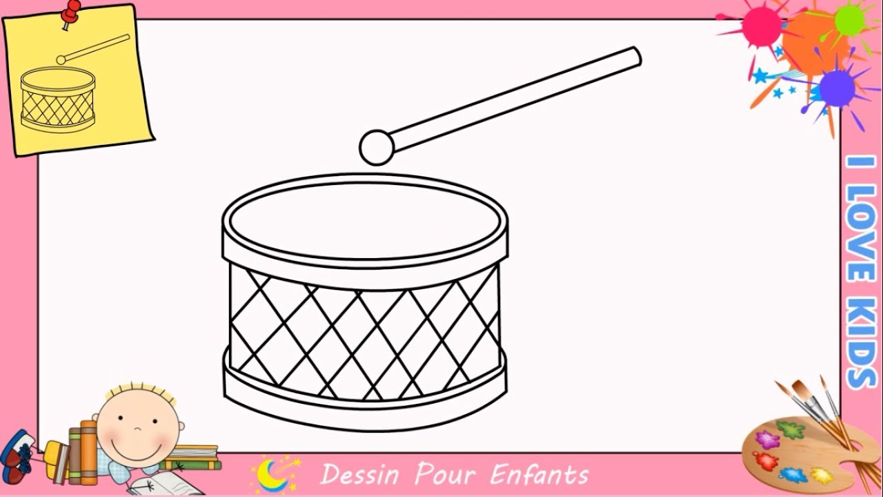 Dessin tambour FACILE - Comment dessiner un tambour FACILEMENT 1