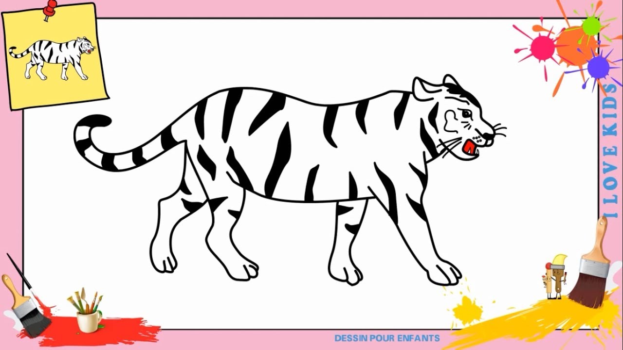 Dessin tigre 3 FACILE - Comment dessiner un tigre FACILEMENT etape par etape